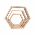 Lot de 3 étagères hexagonale en bois recyclé – Idée déco murale écologique