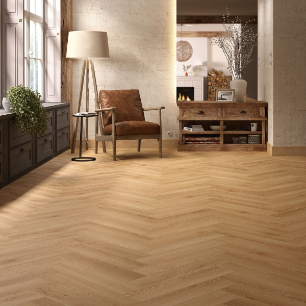 Sol stratifié Allure bâton rompu - Chêne miel 452 – Image 1