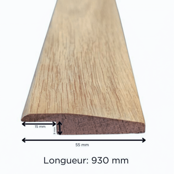 Seuil à rattrapage de niveaux 9 mm - chêne massif vernis aspect bois brut - fabrication artisanale - 930 mm – Image 3